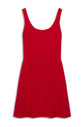 Vestido Scuba Crepe Recortes Evase Curto Vermelho