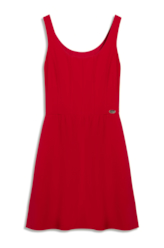 Vestido Scuba Crepe Recortes Evase Curto Vermelho