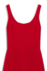 Vestido Scuba Crepe Recortes Evase Curto Vermelho