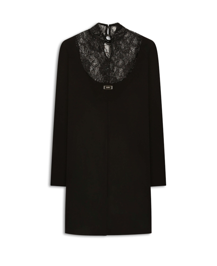 Vestido Scuba Crepe Sparkle Preto