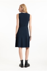 Vestido Scuba Crepe v Neckline Curto Marinho