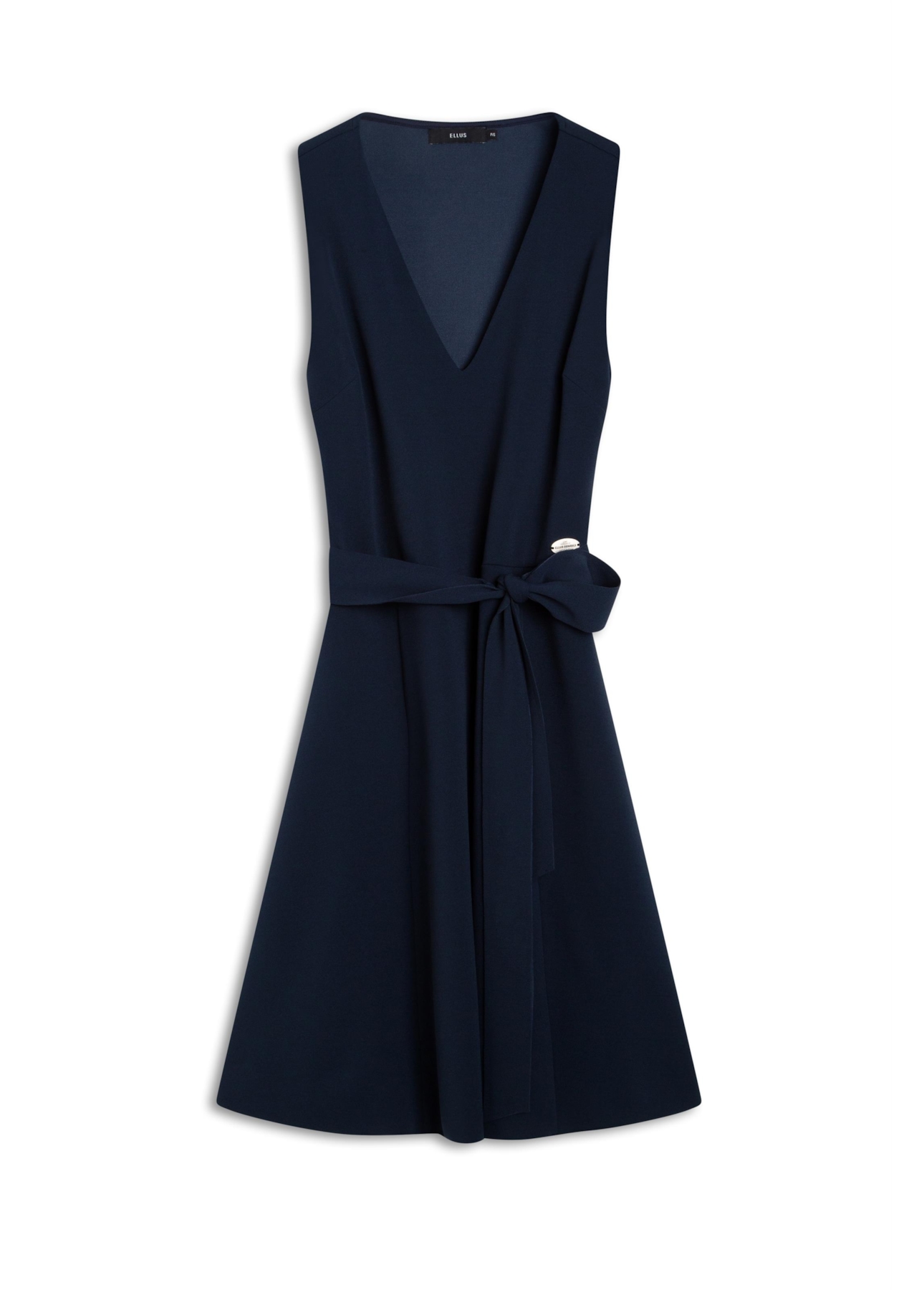 Vestido Scuba Crepe v Neckline Curto Marinho