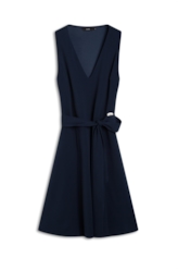 Vestido Scuba Crepe v Neckline Curto Marinho