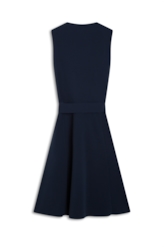 Vestido Scuba Crepe v Neckline Curto Marinho