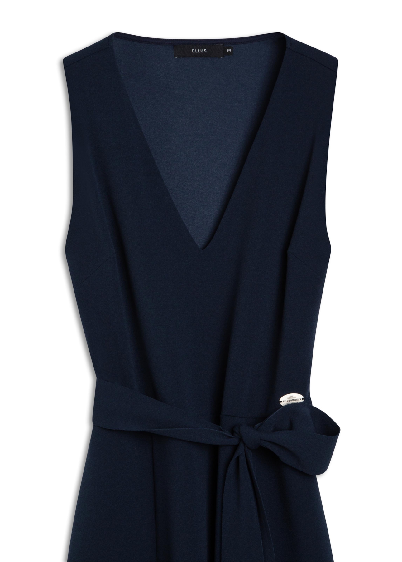 Vestido Scuba Crepe v Neckline Curto Marinho
