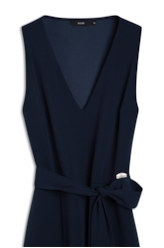 Vestido Scuba Crepe v Neckline Curto Marinho