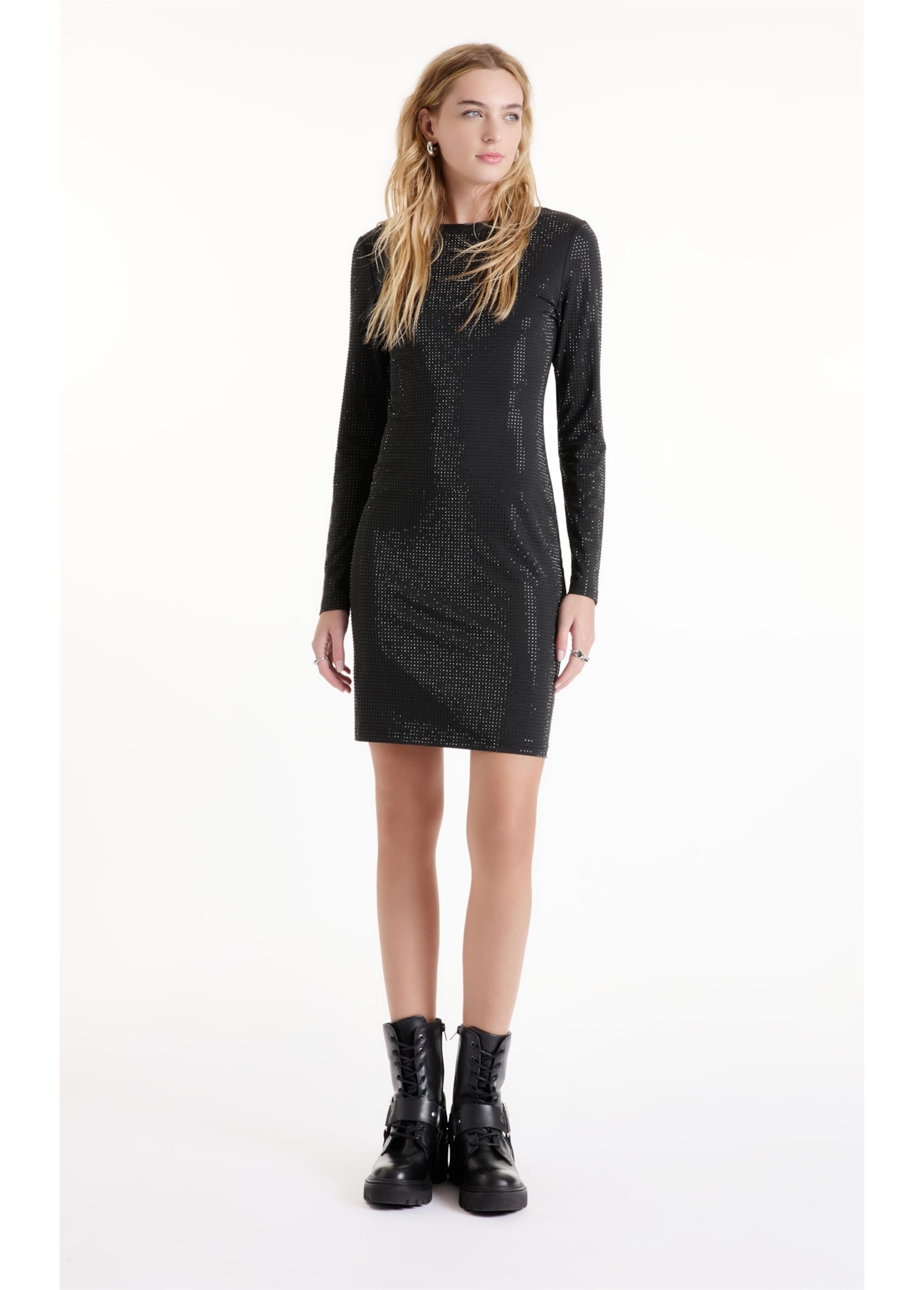 Vestido Shine Hotfix Dress Long Preto
