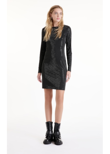 Vestido Shine Hotfix Dress Long Preto