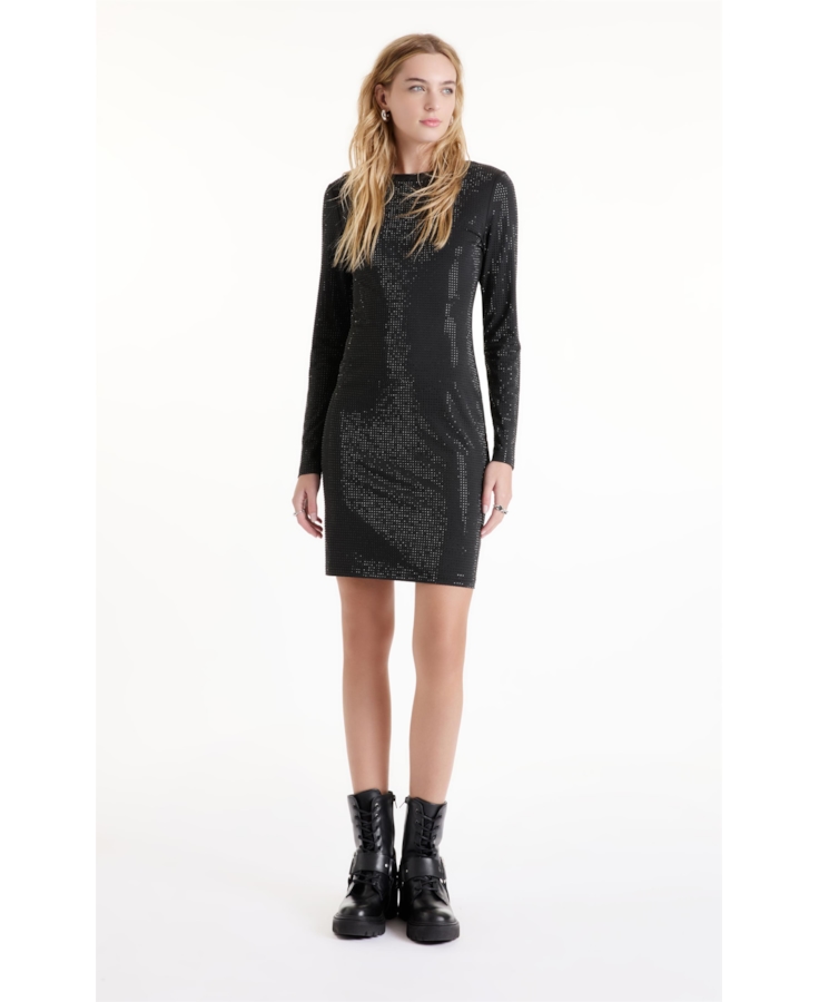 Vestido Shine Hotfix Dress Long Preto