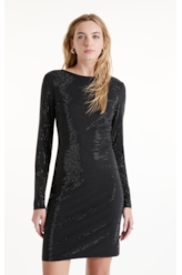 Vestido Shine Hotfix Dress Long Preto