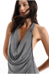 Vestido Shine Hotfix Prata