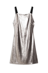 Vestido Shine Squins Square Neckline Prata