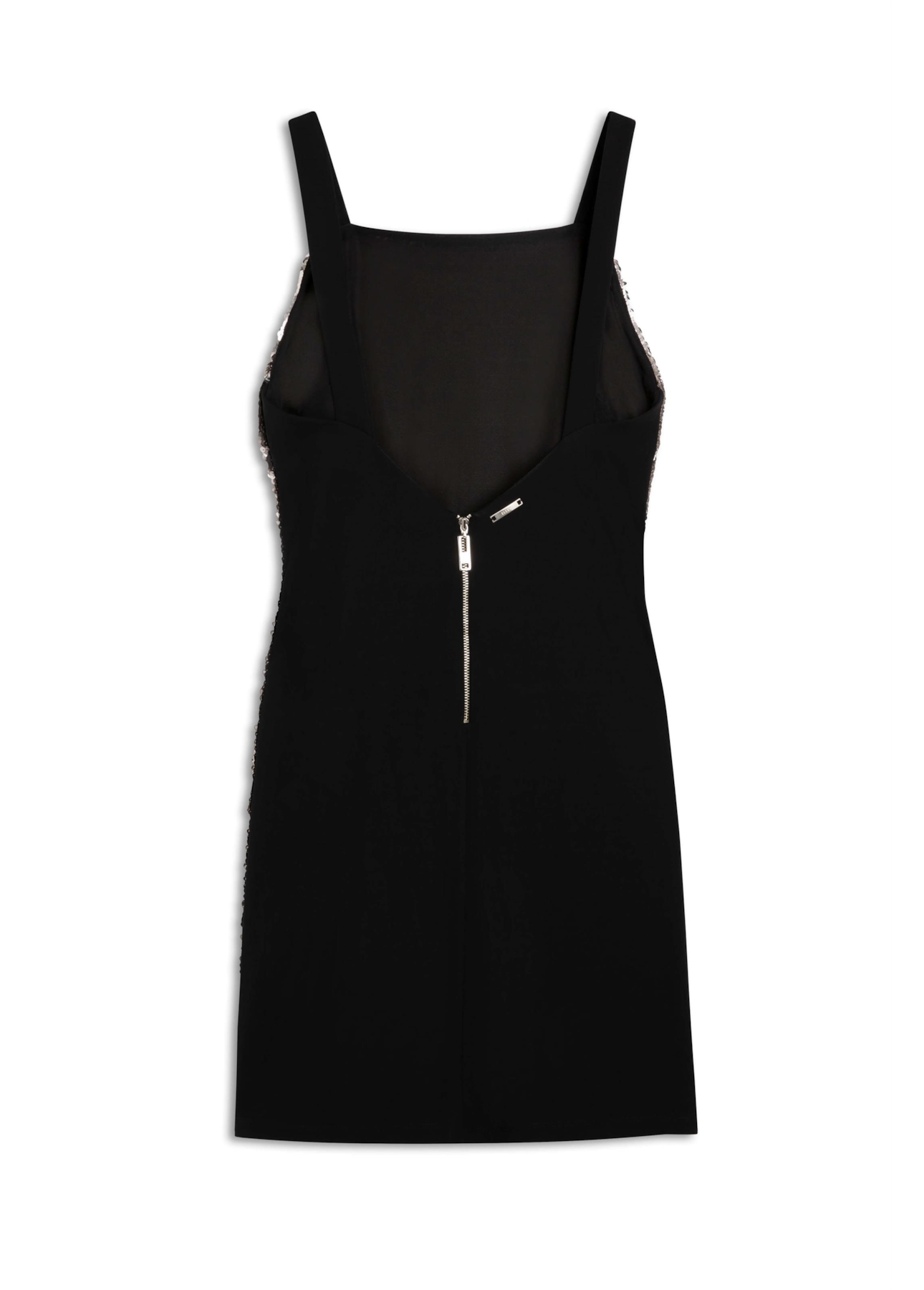 Vestido Shine Squins Square Neckline Prata