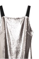 Vestido Shine Squins Square Neckline Prata