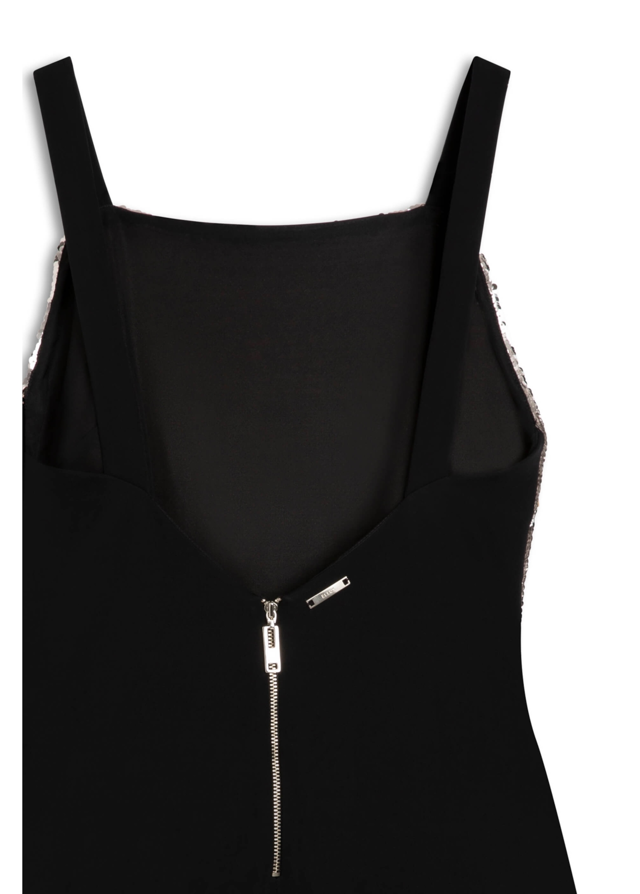 Vestido Shine Squins Square Neckline Prata