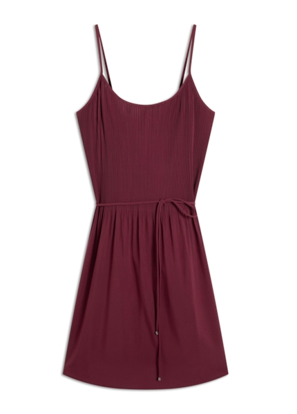 Vestido Silky Span Pleated Bordeaux
