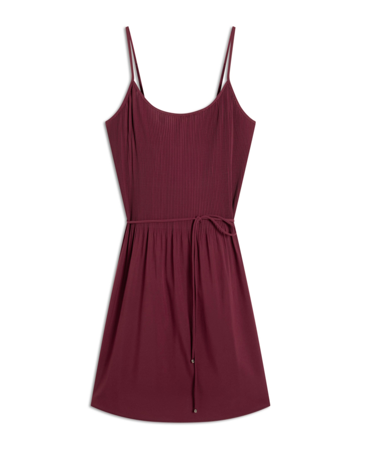 Vestido Silky Span Pleated Bordeaux