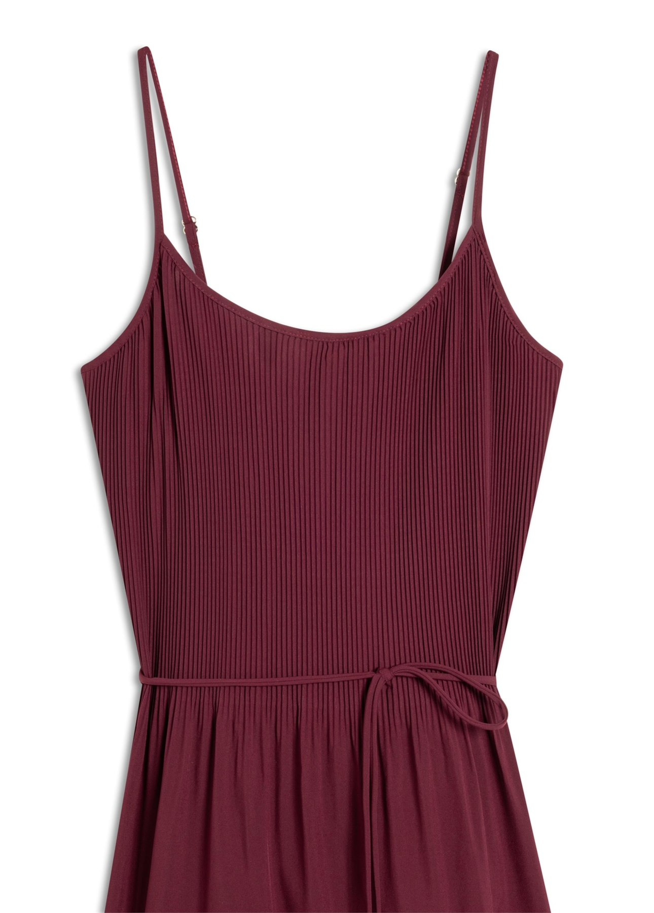 Vestido Silky Span Pleated Bordeaux