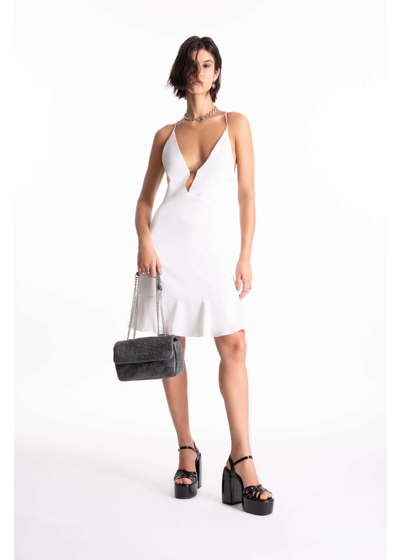 Vestido Strapp Mini Ellus Off White