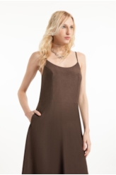 Vestido Suede Strapp Marrom