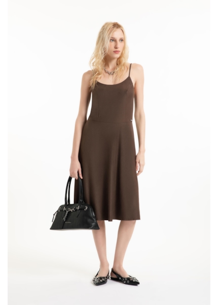 Vestido Suede Strapp Marrom