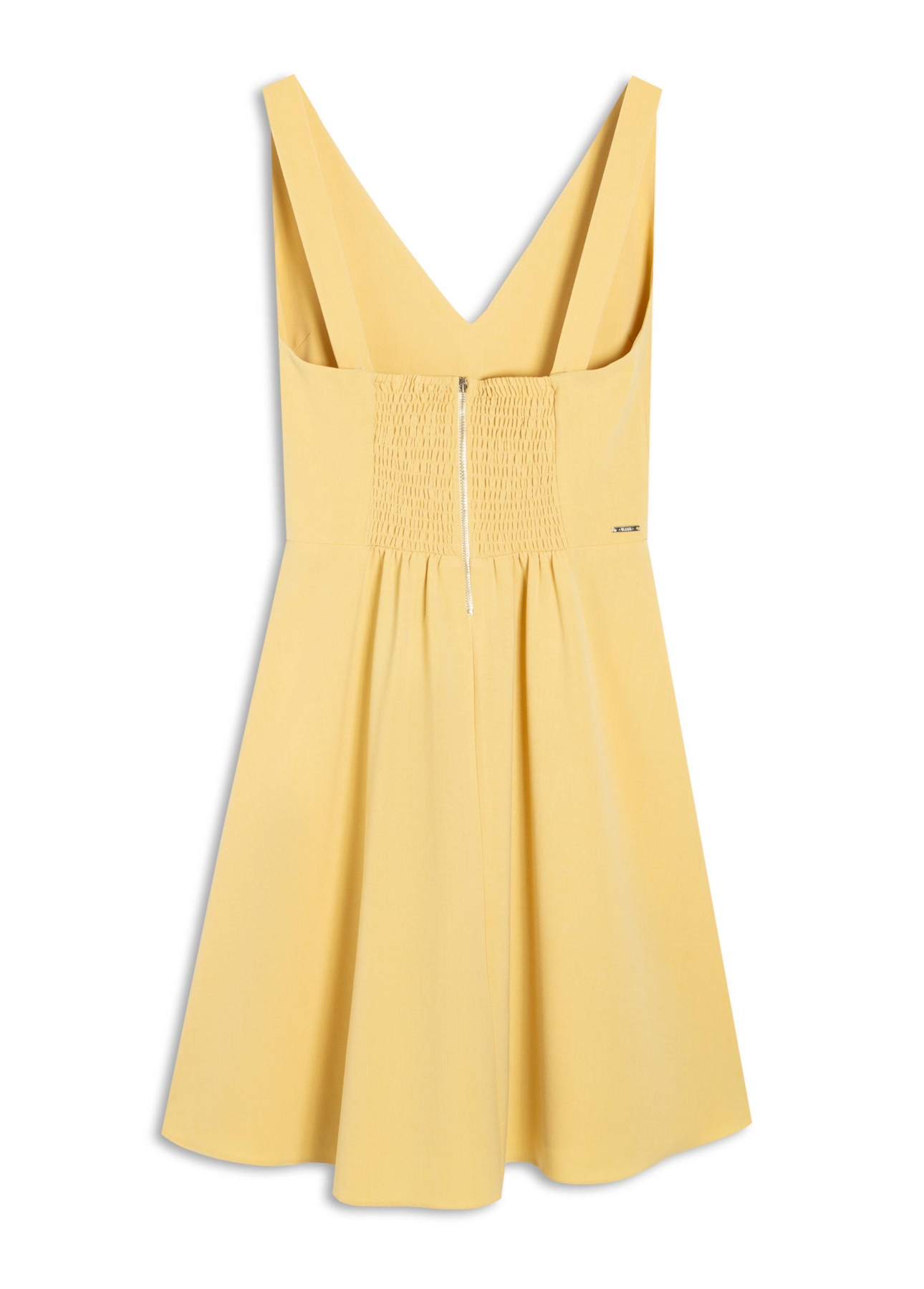Vestido Tailoring v Neckline Curto Trigo
