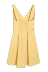 Vestido Tailoring v Neckline Curto Trigo