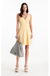 Vestido Tailoring v Neckline Curto Trigo