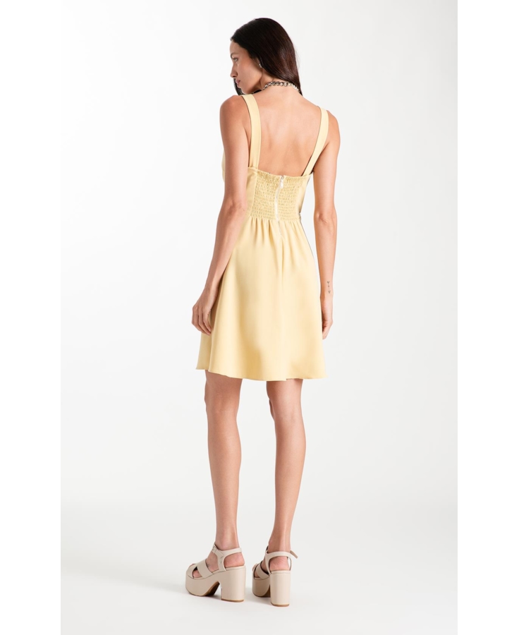Vestido Tailoring v Neckline Curto Trigo