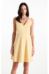Vestido Tailoring v Neckline Curto Trigo