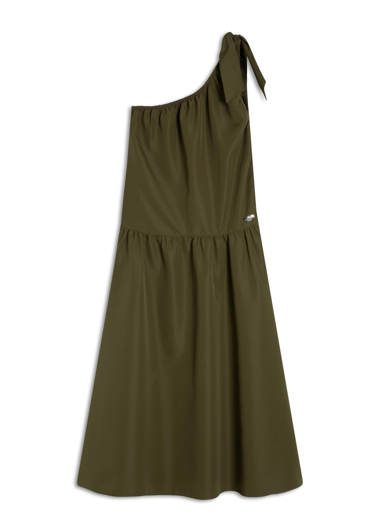 Vestido Techno Speed One Shoulder Knee Musgo