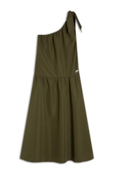 Vestido Techno Speed One Shoulder Knee Musgo