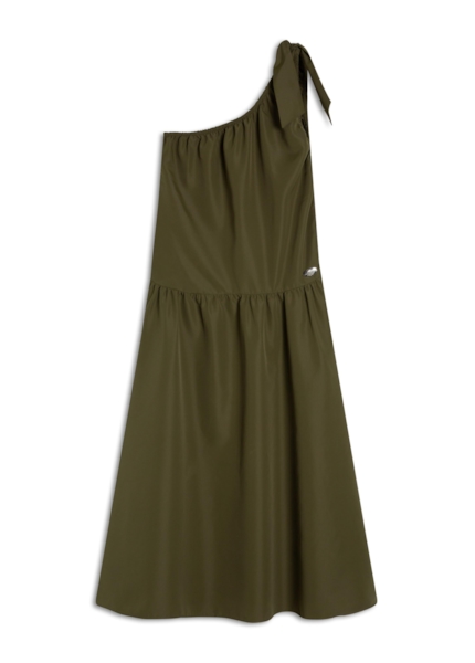 Vestido Techno Speed One Shoulder Knee Musgo