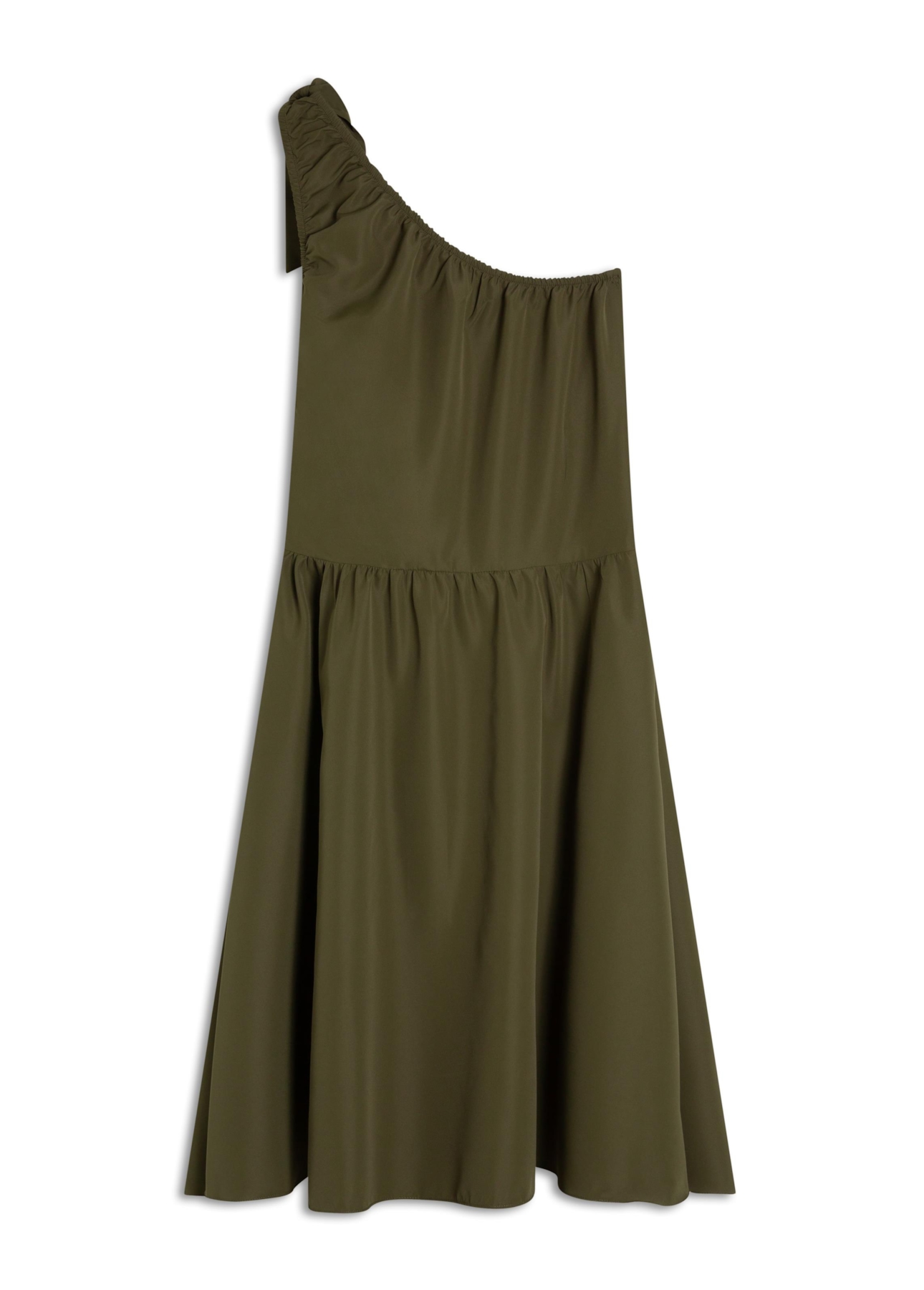 Vestido Techno Speed One Shoulder Knee Musgo