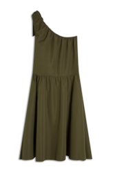 Vestido Techno Speed One Shoulder Knee Musgo