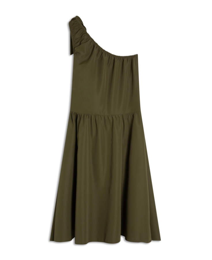 Vestido Techno Speed One Shoulder Knee Musgo