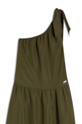Vestido Techno Speed One Shoulder Knee Musgo