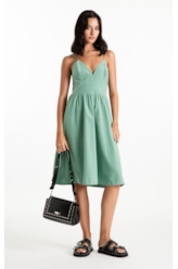 Vestido Techno Suede Strapp v Mini Verde Maca