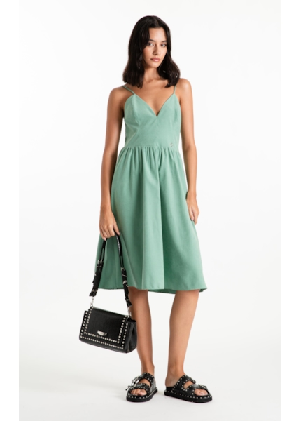 Vestido Techno Suede Strapp v Mini Verde Maca