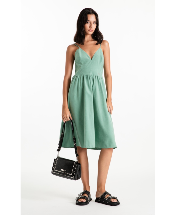 Vestido Techno Suede Strapp v Mini Verde Maca