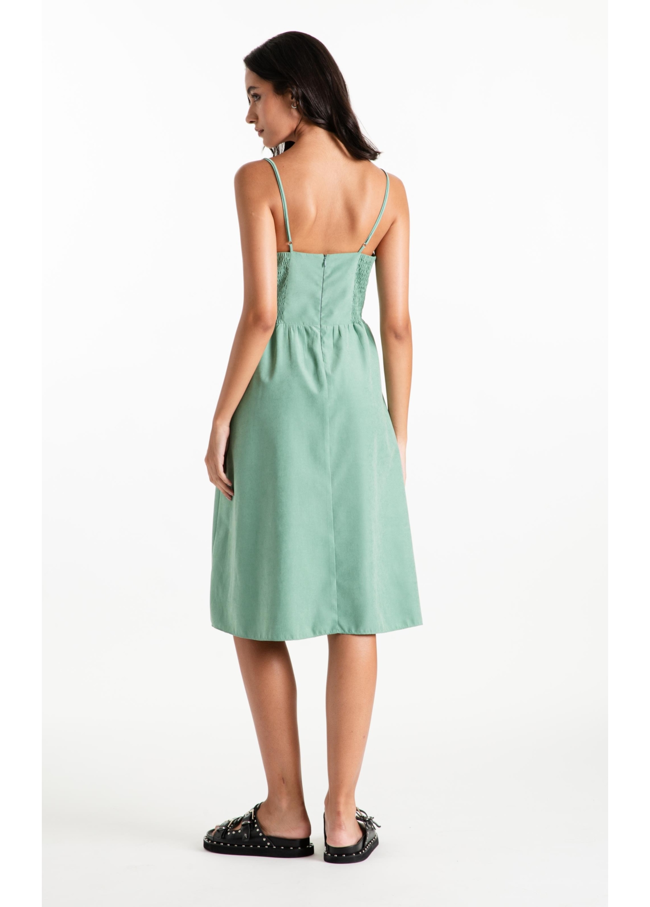 Vestido Techno Suede Strapp v Mini Verde Maca