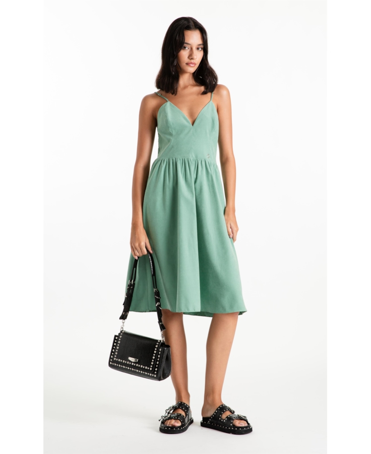 Vestido Techno Suede Strapp v Mini Verde Maca