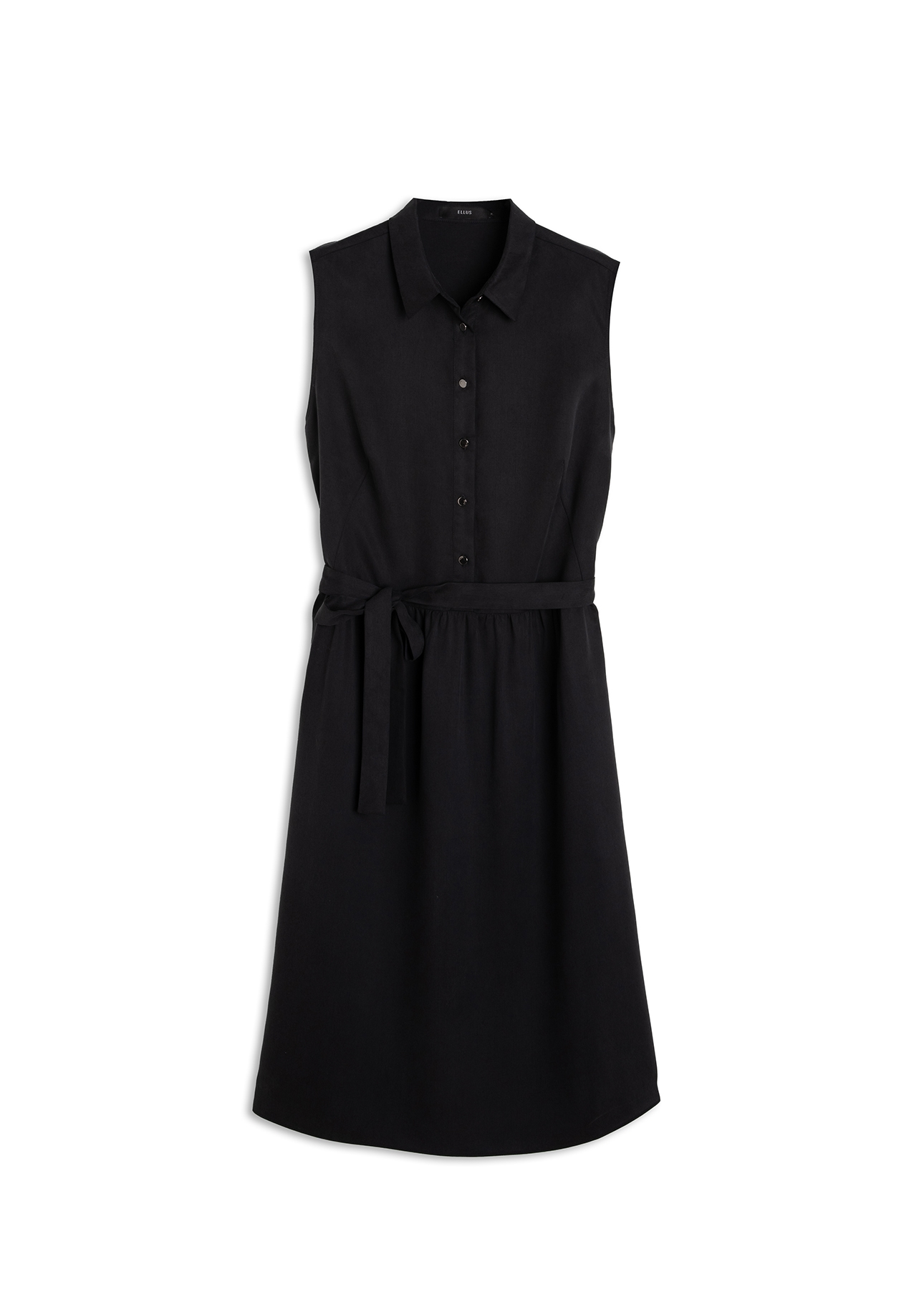 Vestido Tencel Chemise Midi Preto