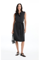 Vestido Tencel Chemise Midi Preto