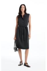 Vestido Tencel Chemise Midi Preto