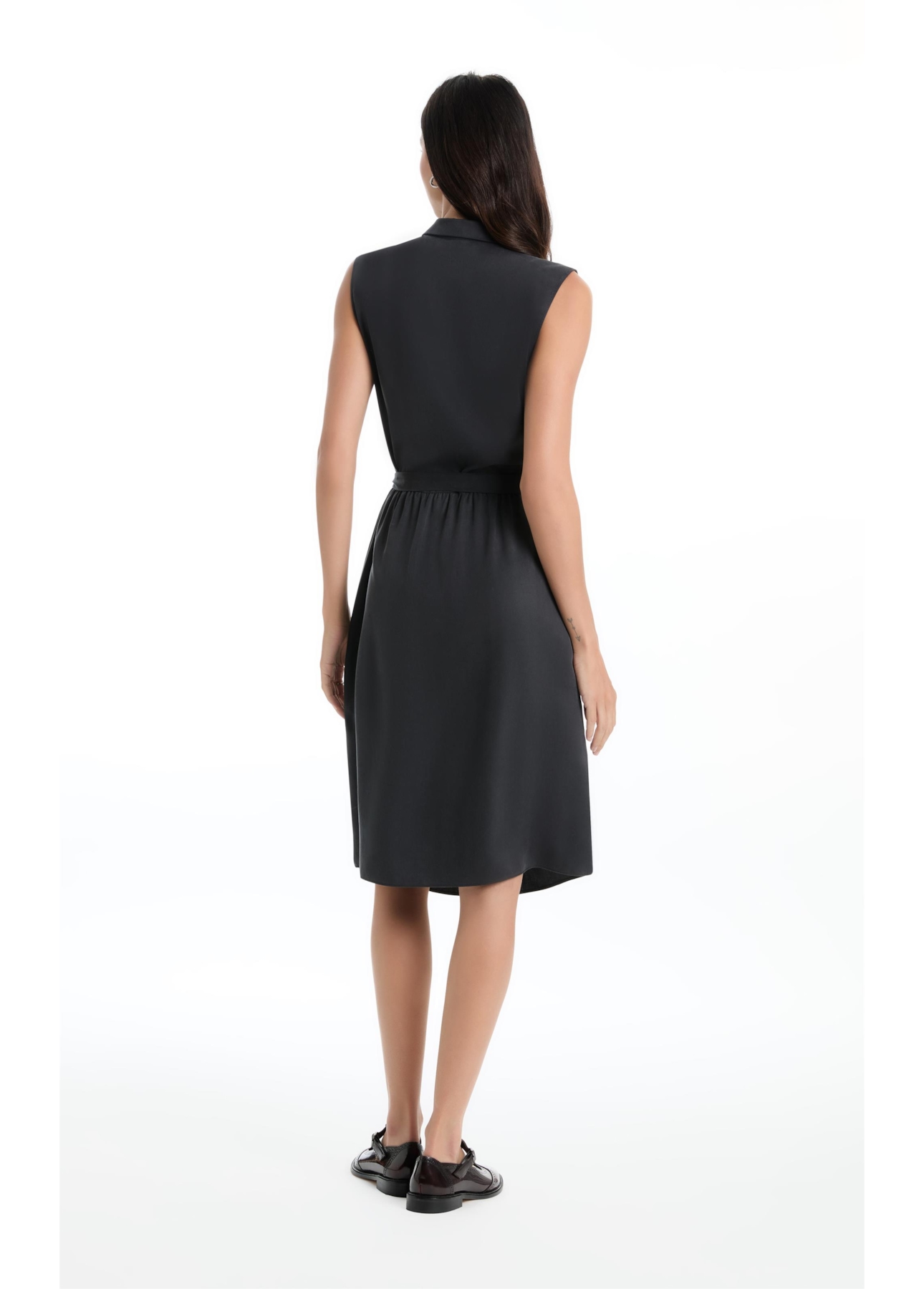 Vestido Tencel Chemise Midi Preto