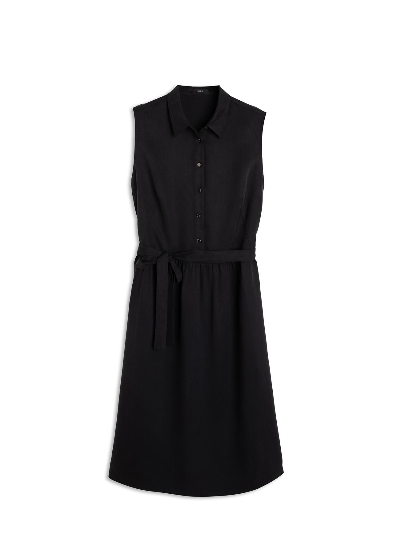 Vestido Tencel Chemise Midi Preto