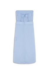 Vestido Tricoline Strapless Knee Azul Claro