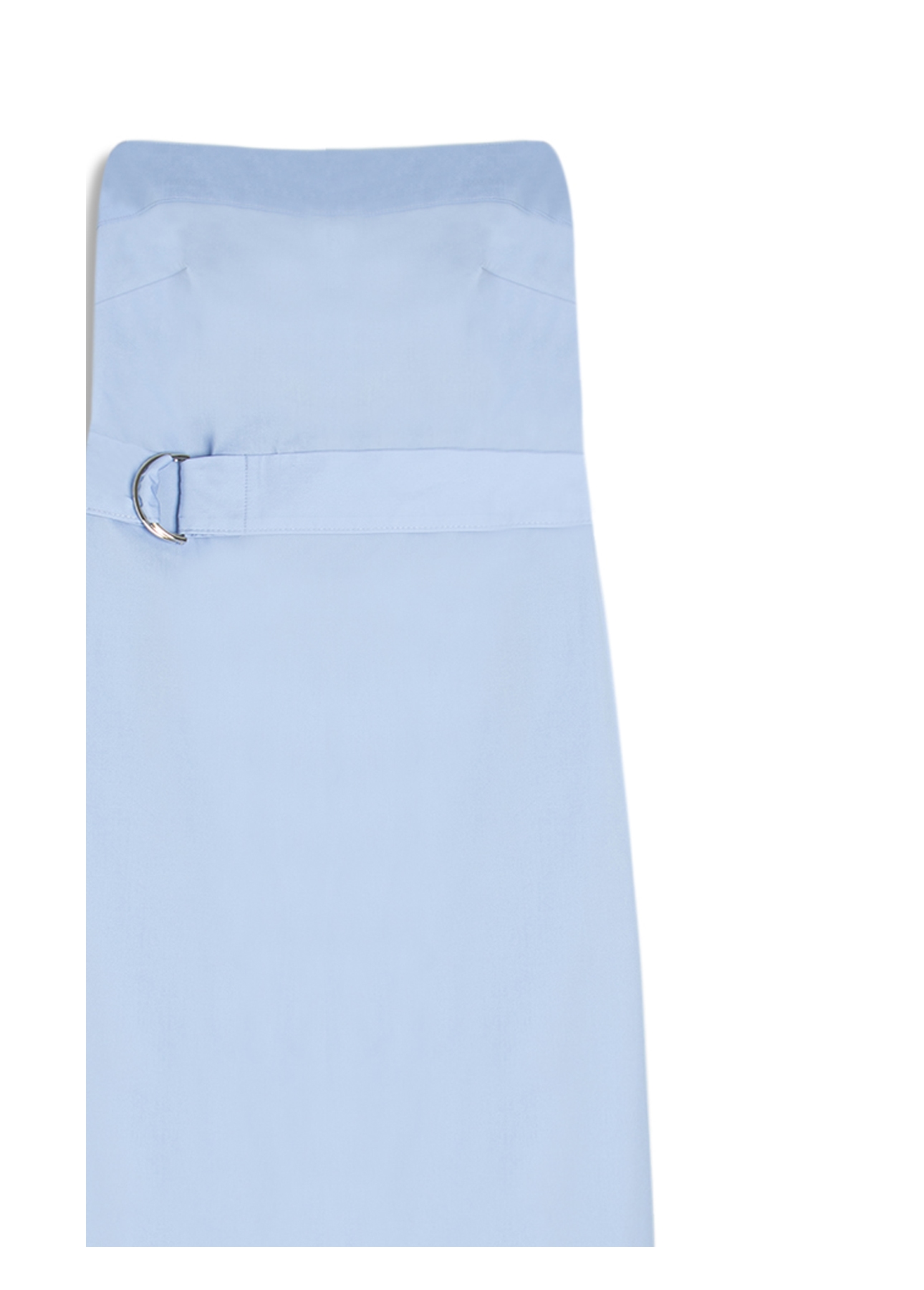 Vestido Tricoline Strapless Knee Azul Claro