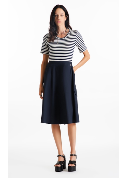 Vestido Tricoline Stripes Dark Navy